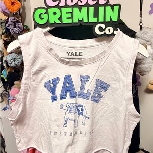 YALE White and Blue Graphic Crop Top